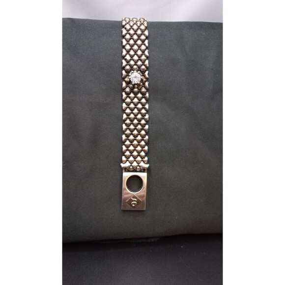 Sergio Gutierrez Liquid Metal Silver Mesh Cuff Bracelet Signed SG - Picture 12 of 14